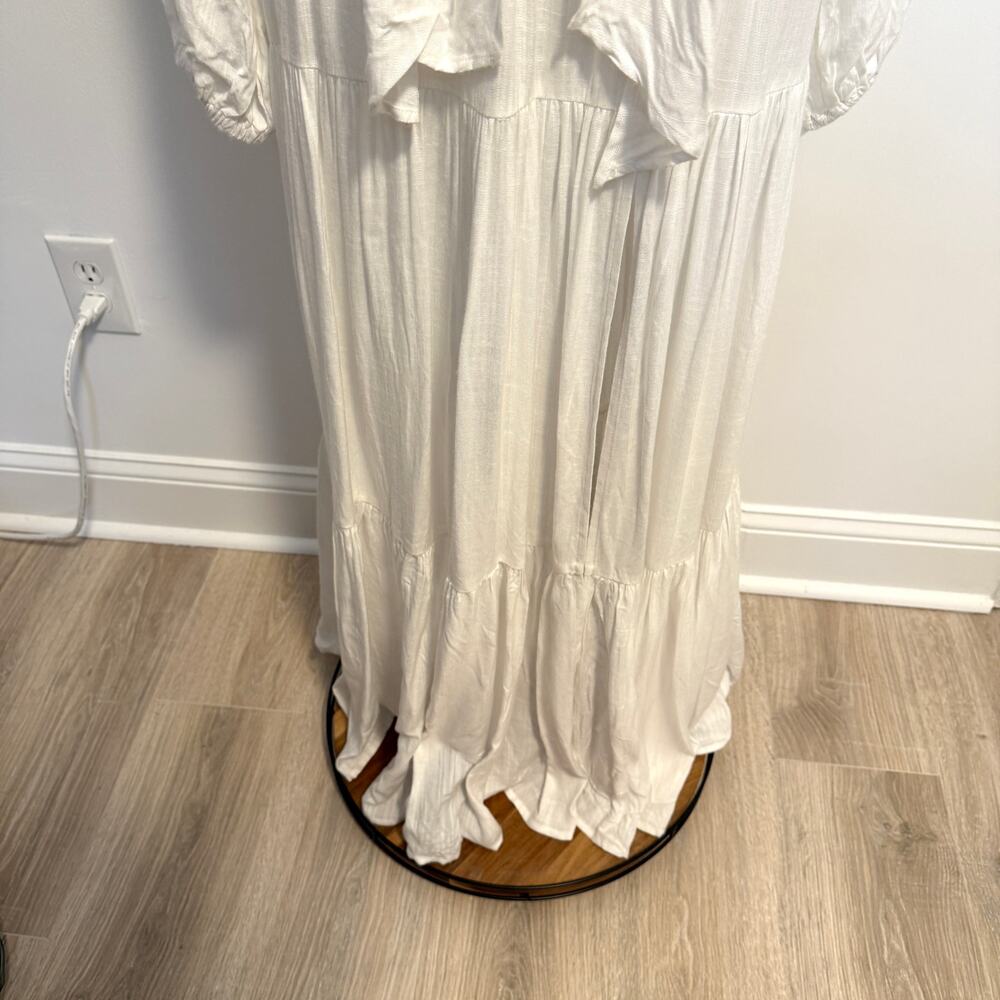 L*SPACE Hanna Balloon Long Sleeve Tiered Maxi Dress In Cream Size Large New - Picture 6 of 15